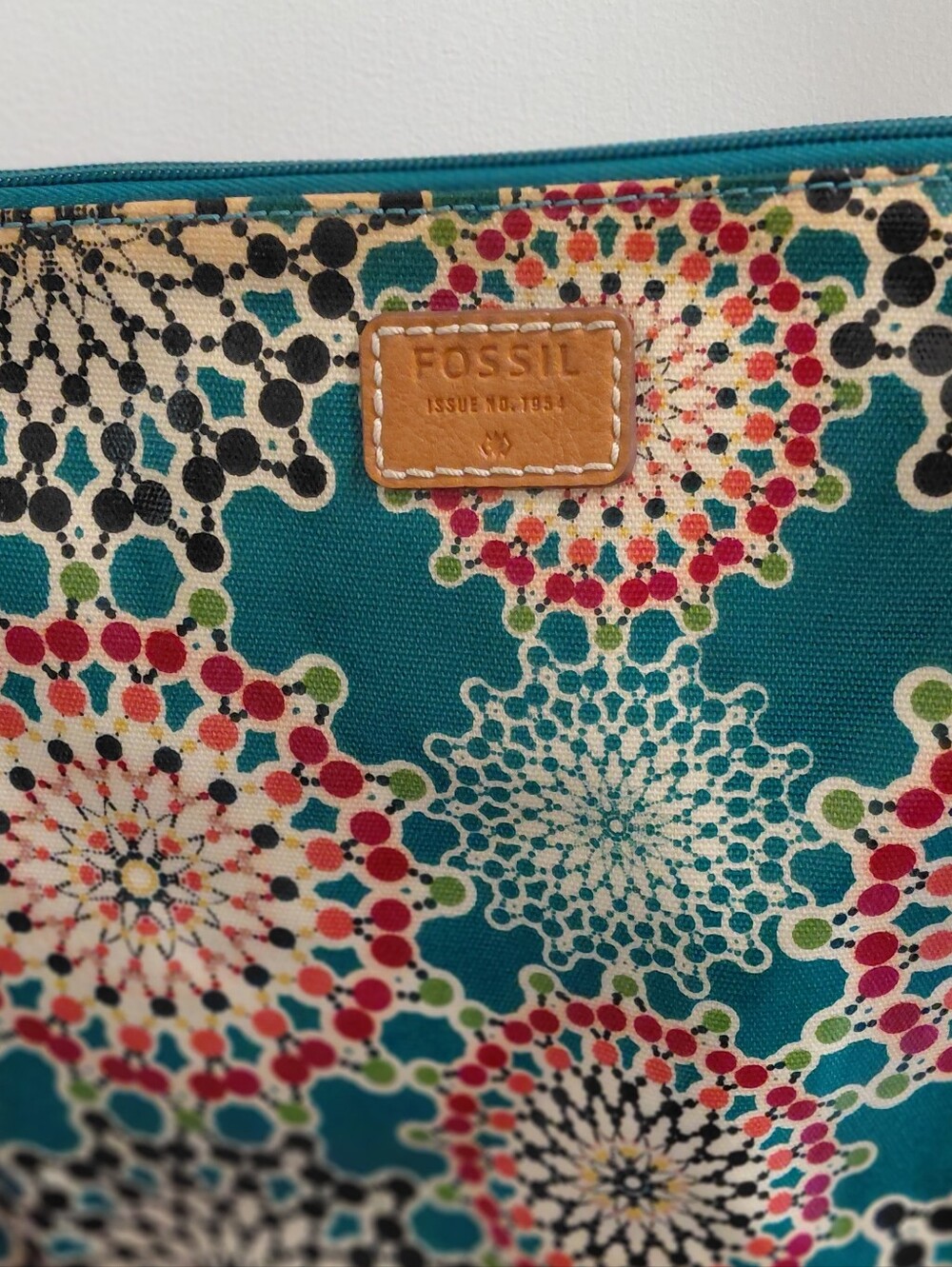 Fossil Teal Floral Crossbody Shoulder Bag Purse - Picture 11 of 11